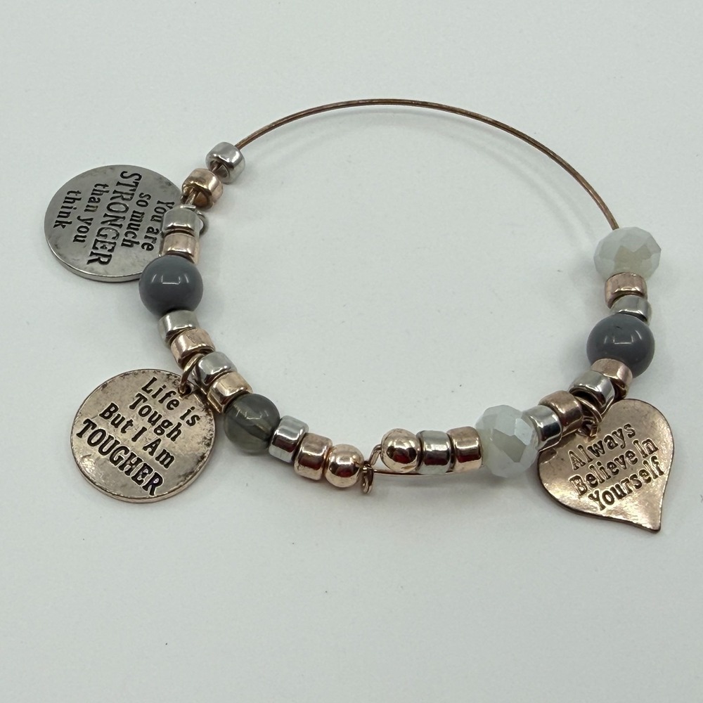 Inspirational Charm Bangle Bracelet - Believe in Yourself Gift